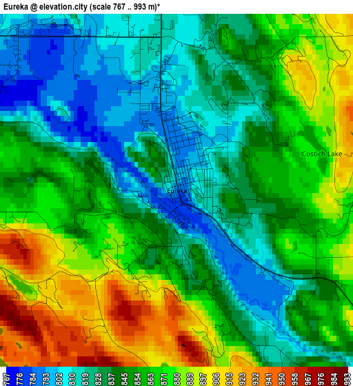 Eureka elevation map