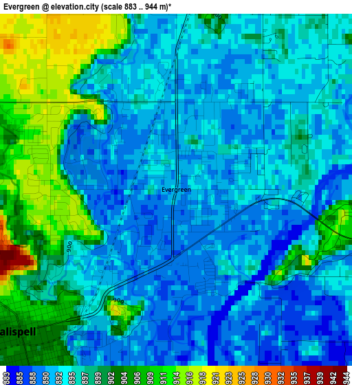 Evergreen elevation map