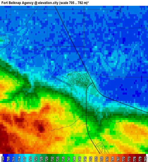 Fort Belknap Agency elevation map