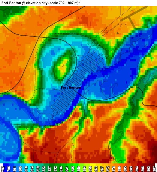 Fort Benton elevation map