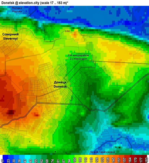 Donetsk elevation map