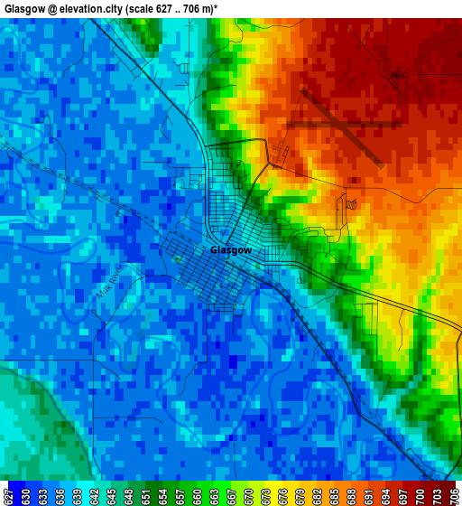 Glasgow elevation map