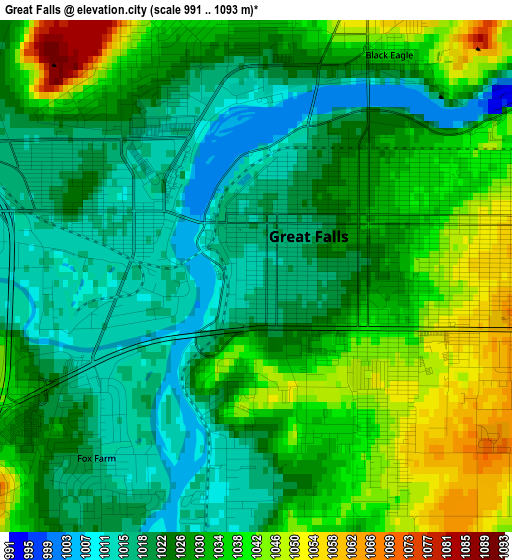 Great Falls elevation map