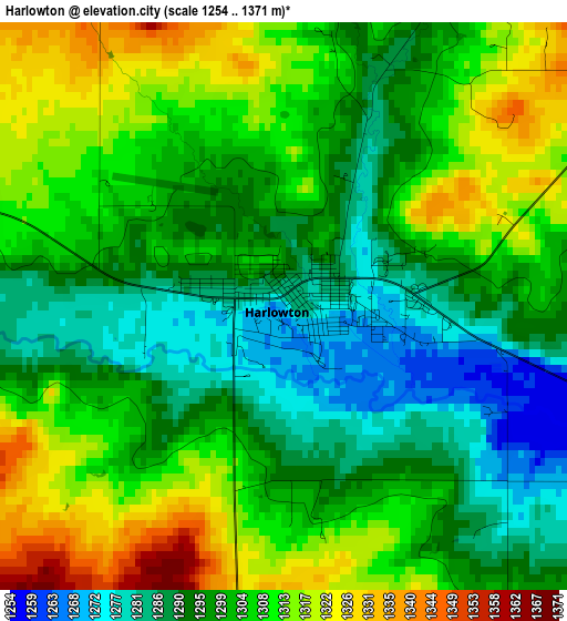 Harlowton elevation map