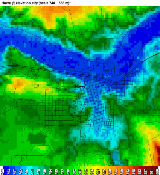 Havre elevation map