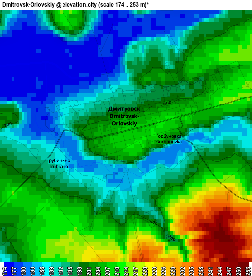 Dmitrovsk-Orlovskiy elevation map