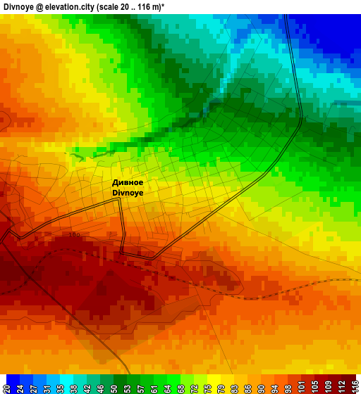 Divnoye elevation map