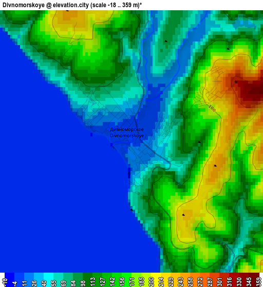 Divnomorskoye elevation map