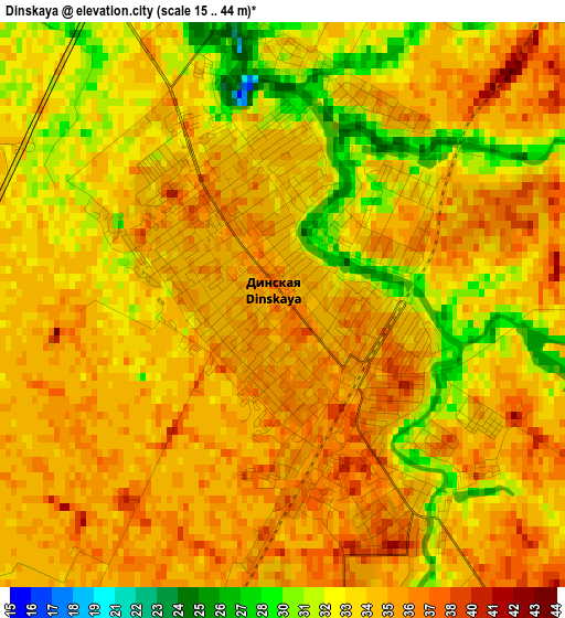 Dinskaya elevation map