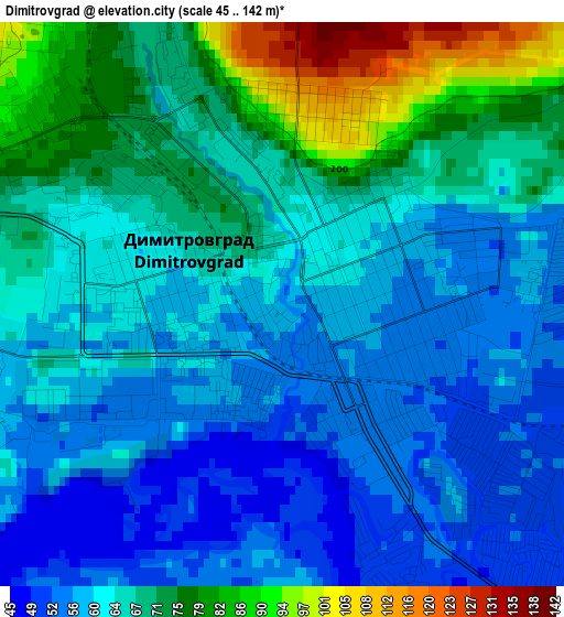 Dimitrovgrad elevation map