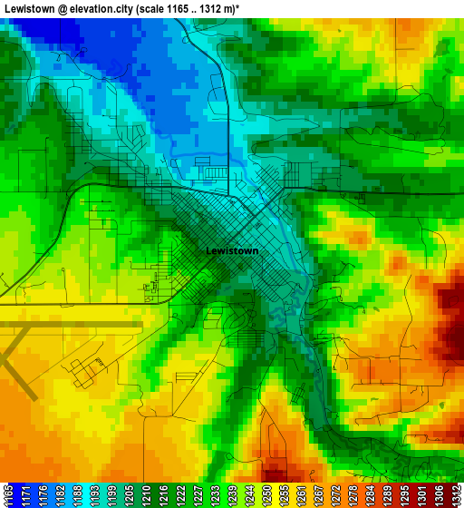 Lewistown elevation map