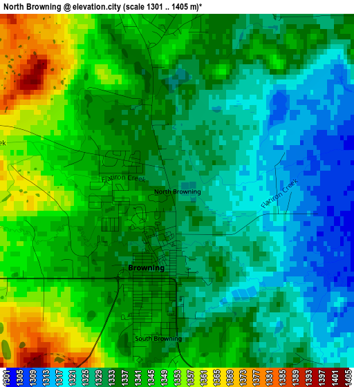 North Browning elevation map