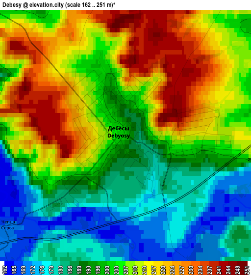 Debesy elevation map