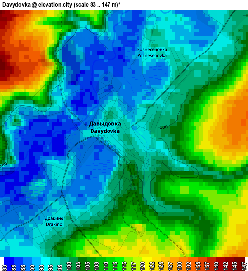 Davydovka elevation map