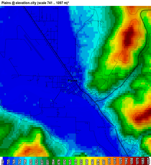 Plains elevation map