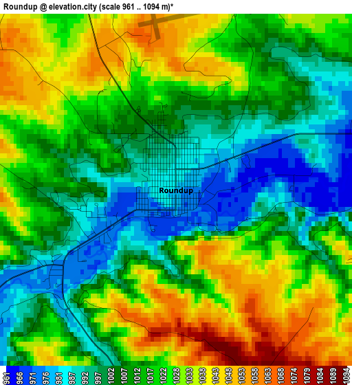 Roundup elevation map