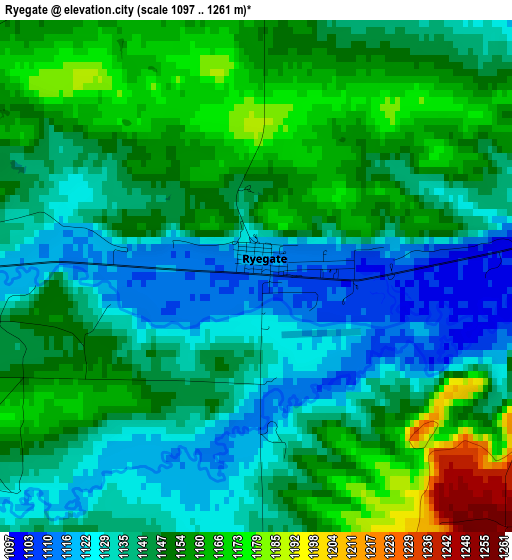 Ryegate elevation map