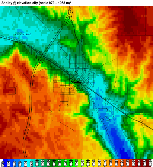 Shelby elevation map