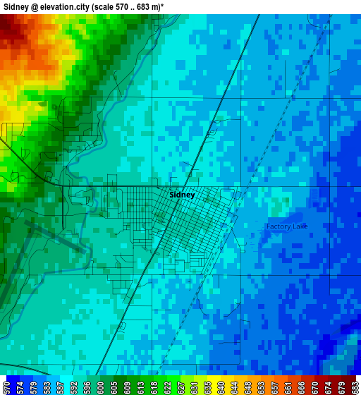 Sidney elevation map