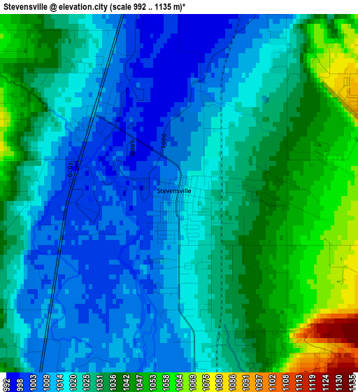 Stevensville elevation map