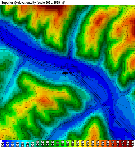 Superior elevation map