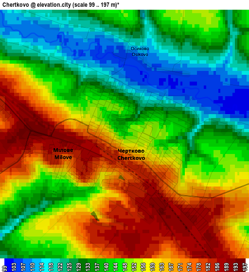 Chertkovo elevation map