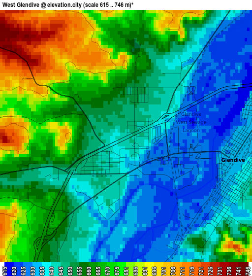 West Glendive elevation map