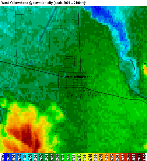 West Yellowstone elevation map