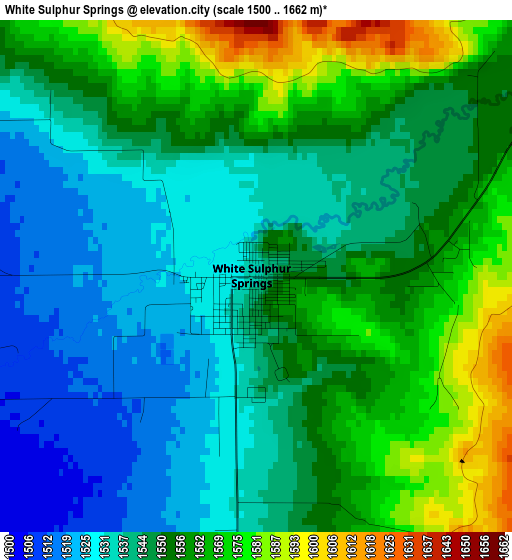 White Sulphur Springs elevation map