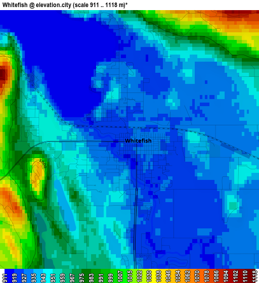 Whitefish elevation map