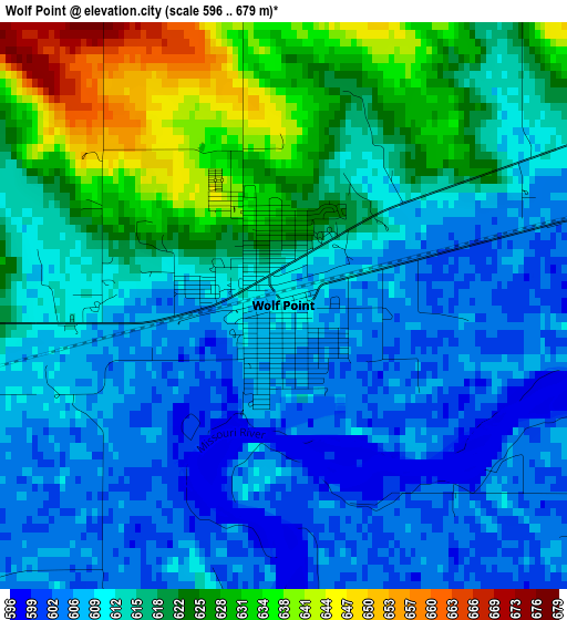 Wolf Point elevation map