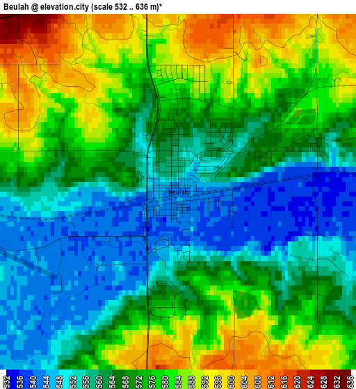 Beulah elevation map