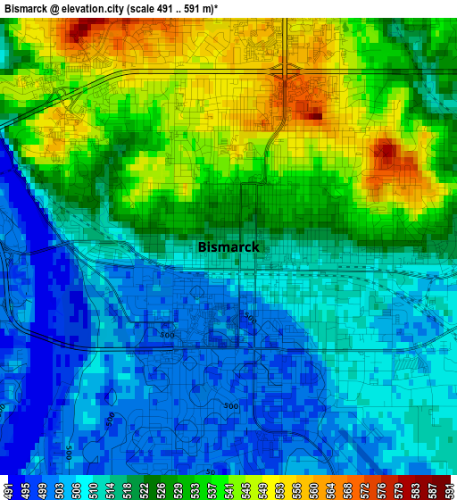 Bismarck elevation map