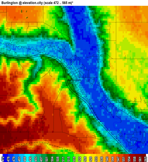 Burlington elevation map