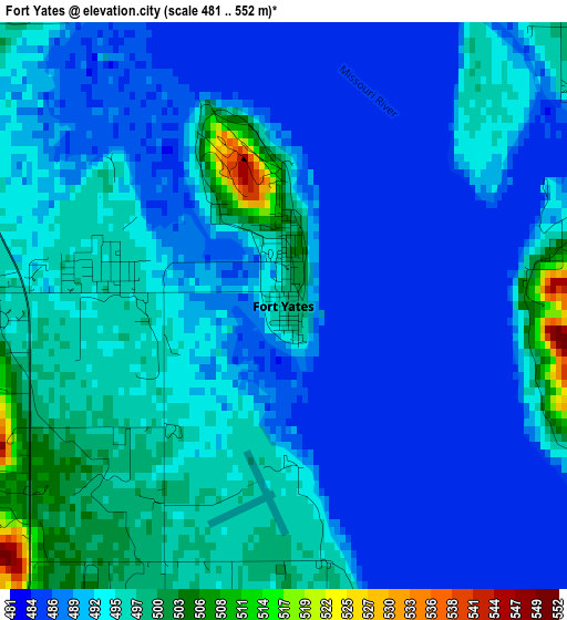 Fort Yates elevation map