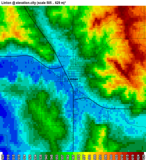 Linton elevation map