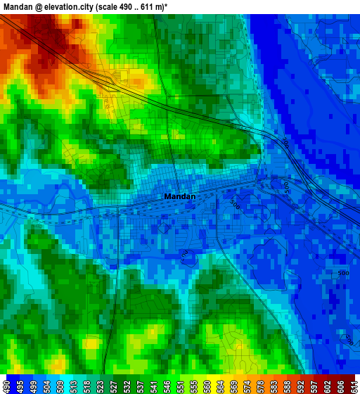 Mandan elevation map