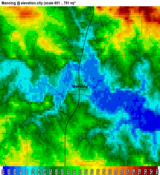 Manning elevation map