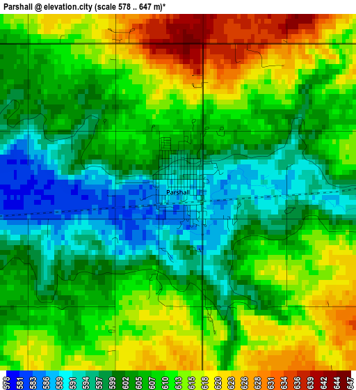 Parshall elevation map