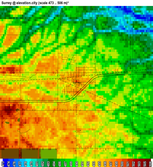 Surrey elevation map