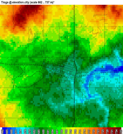 Tioga elevation map