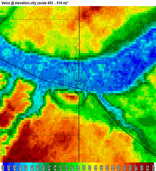 Velva elevation map