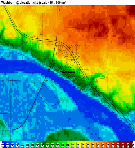 Washburn elevation map