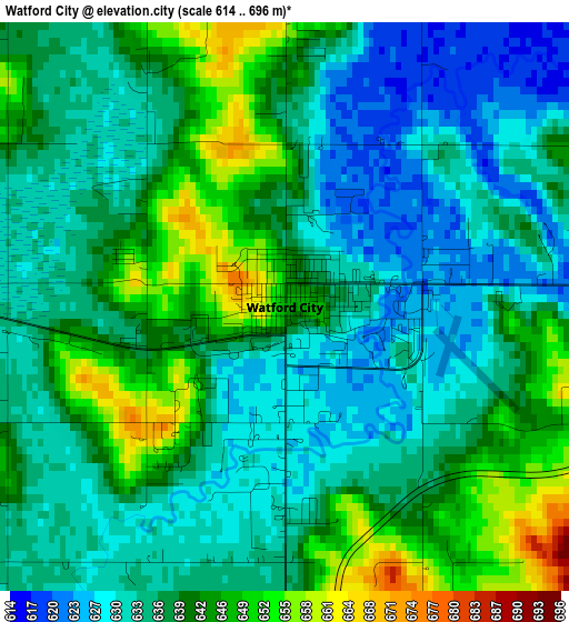 Watford City elevation map