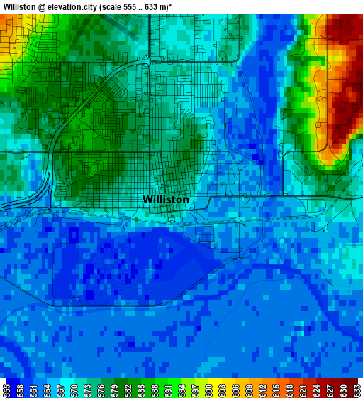 Williston elevation map