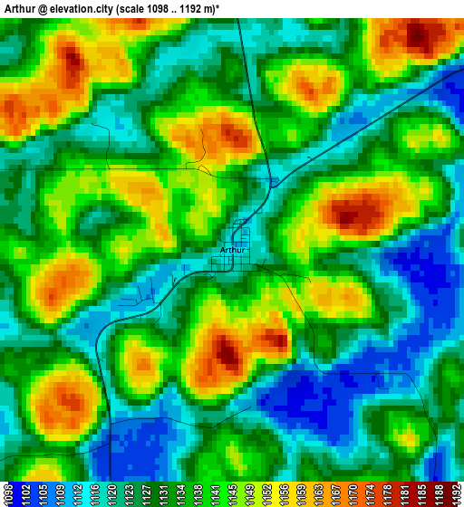 Arthur elevation map