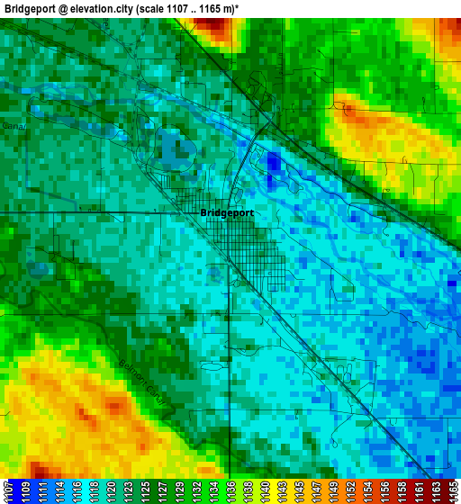 Bridgeport elevation map