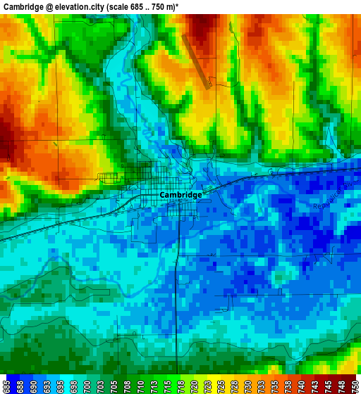 Cambridge elevation map