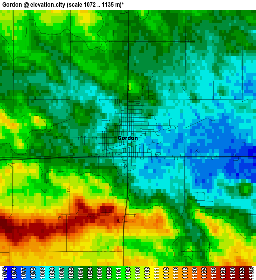 Gordon elevation map