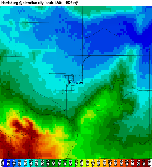 Harrisburg elevation map